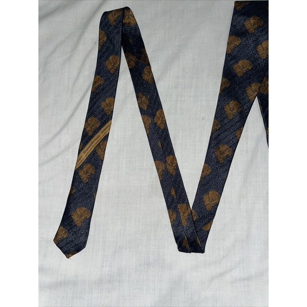 Ermenegildo Zegna Men’s Dress Tie Size 56” 3.75” Blue Floral Business Formal